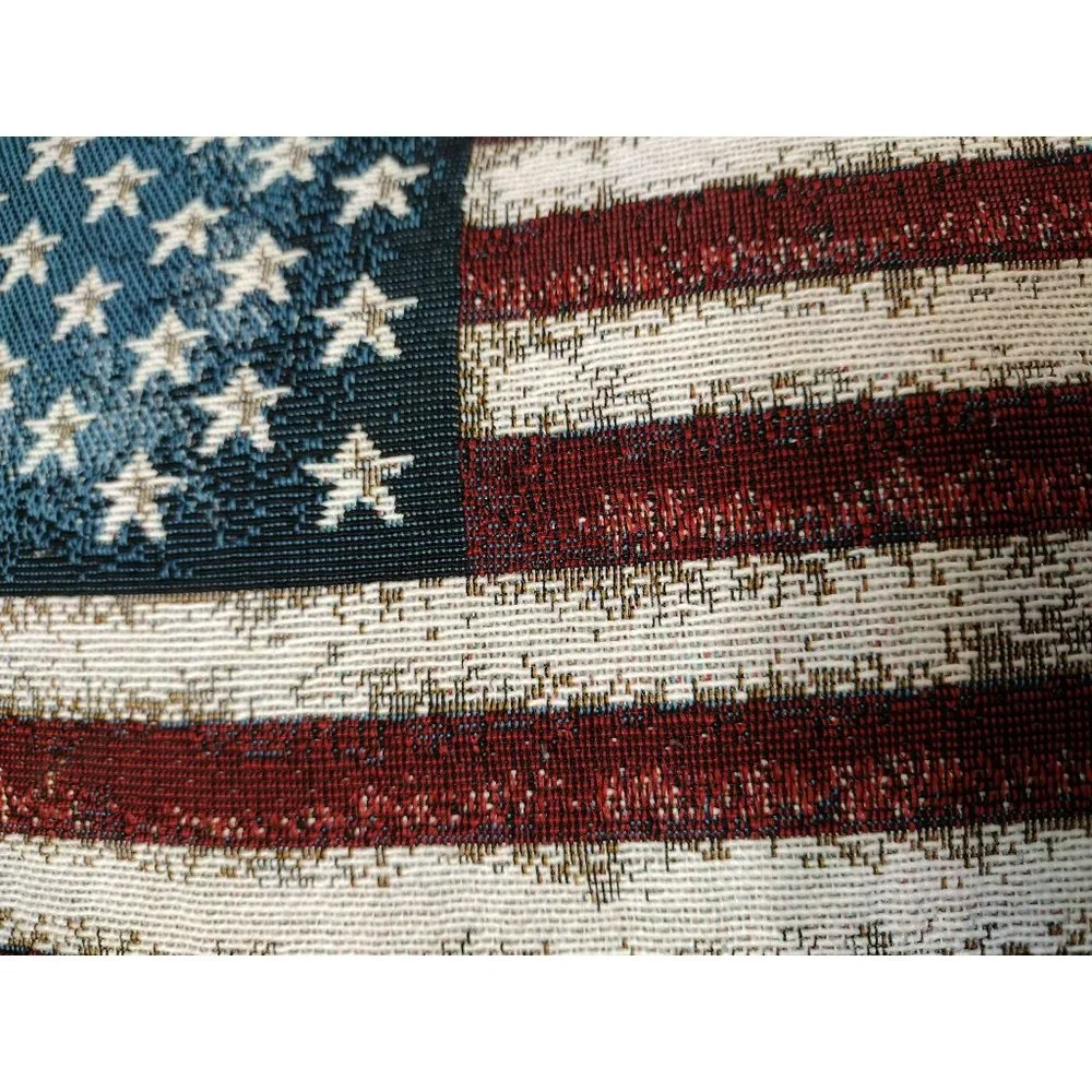 Vintage Tapestry American Flag Accent Pillow, Patriotic July 4th USA